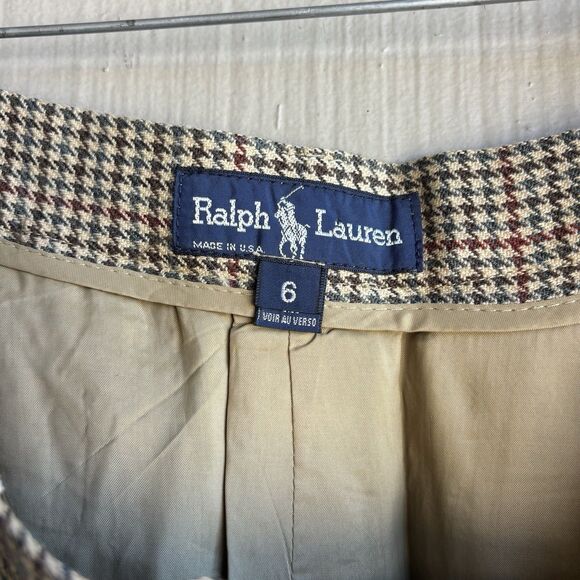 Ralph Lauren 100% Wool Houndstooth Plaid Pencil Skirt Size 6 Made in USA Vintage - Picture 7 of 14